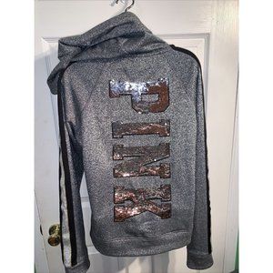 PINK By Victoria’s Secret Womens Grey Bling Hooded Full Zip Jacket Size SP